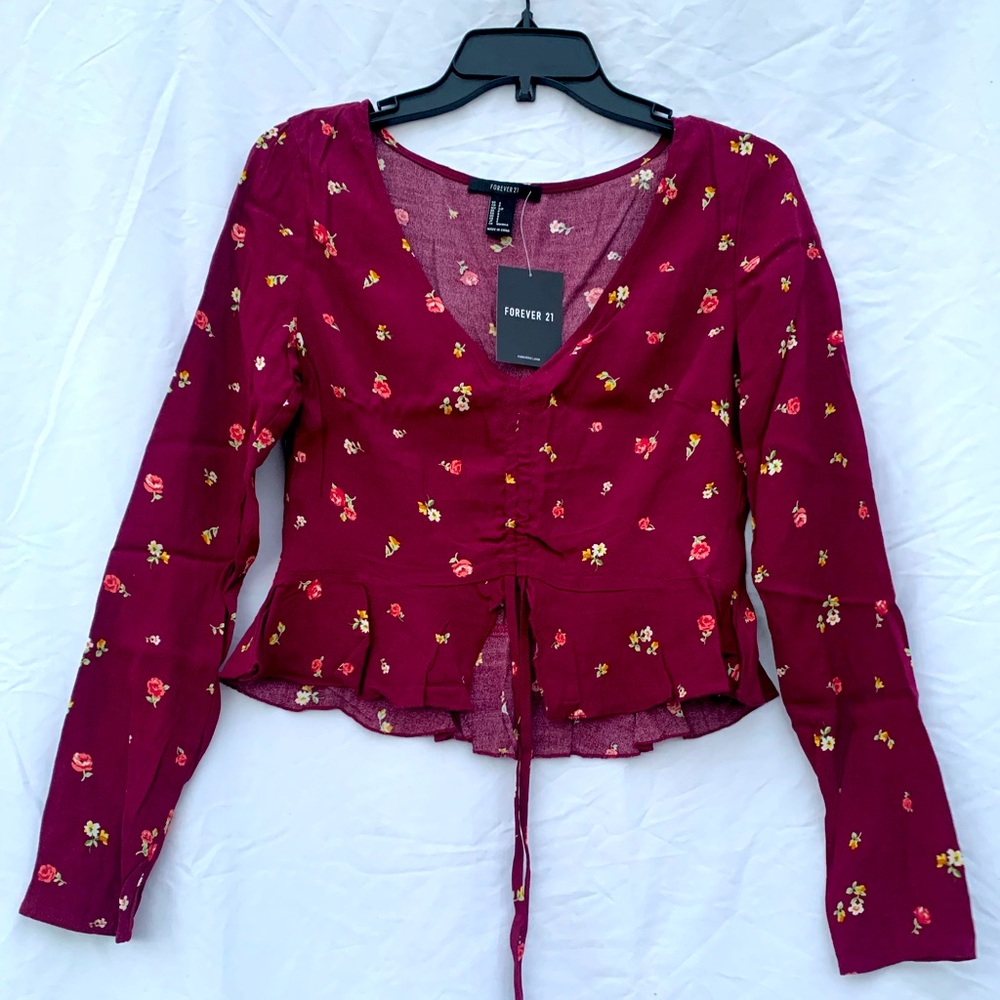 Forever21 Ruched Floral Blouse